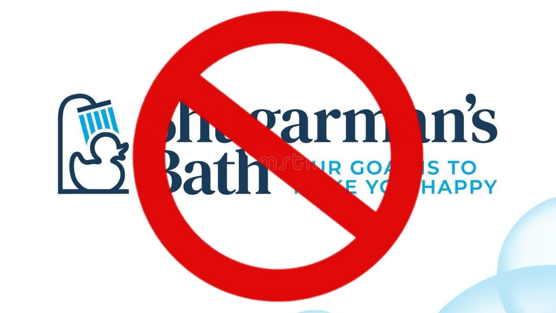 Shugarman's Bath logo with a cross-out sign in front of it.