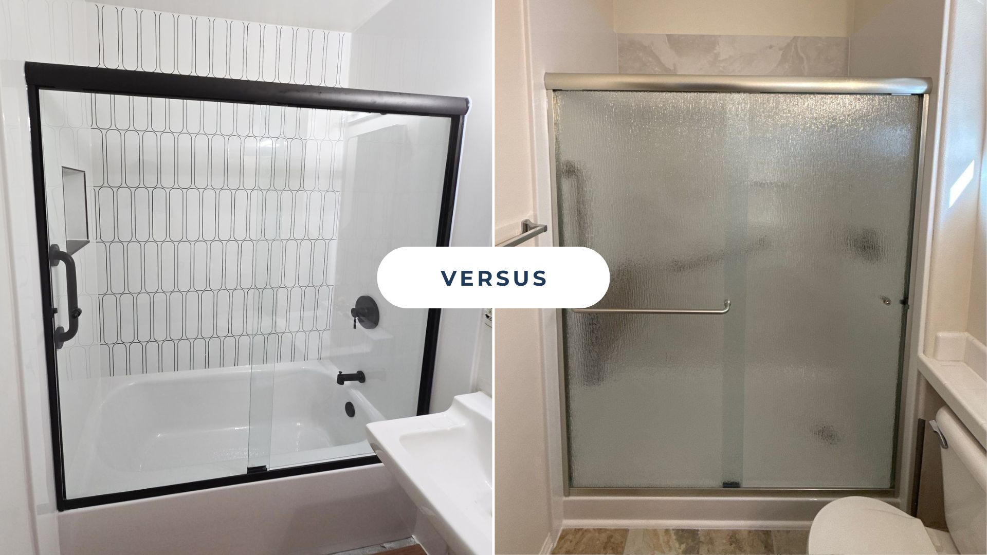 Versus image of clear glass and frosted glass