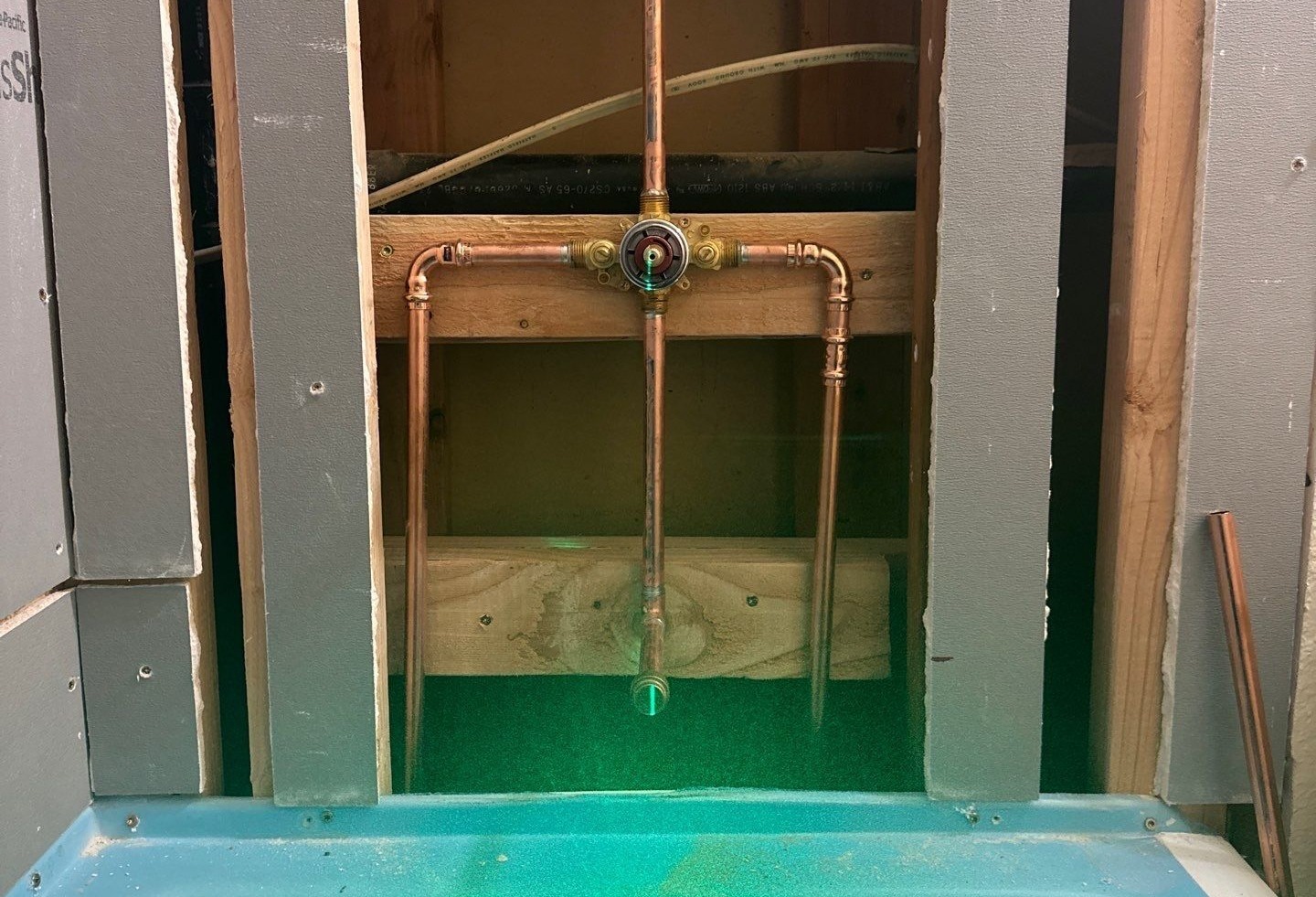 New plumbing with a shower valve