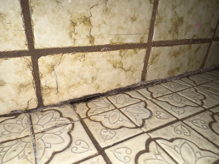 Cracked grout on a shower base